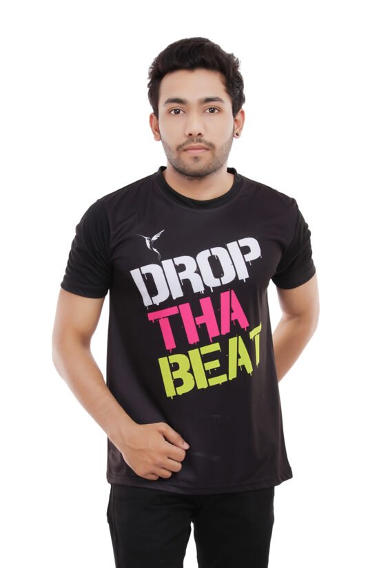 Black Polyester Casual Wear Tshirt