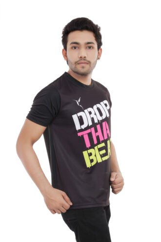 Black Polyester Casual Wear Tshirt