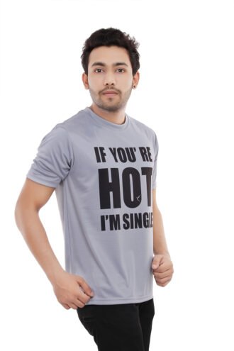 Grey Casual Wear Tshirt With Slogan