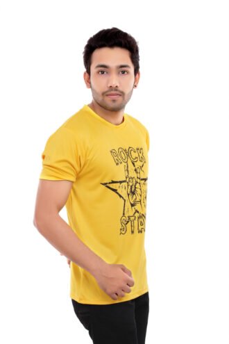 Yellow Printed Casual Tees