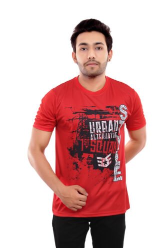 Compressed Red Casual Wear Tshirt