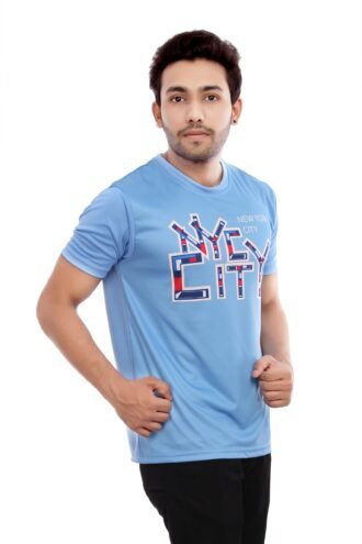 Blue Casual Wear Sublimated Tshirt