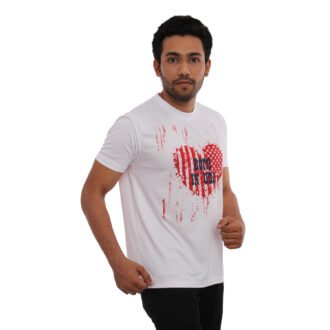 Heart Printed Casual Tshirt White