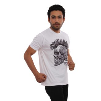 Skull Printed Casual Tshirt White