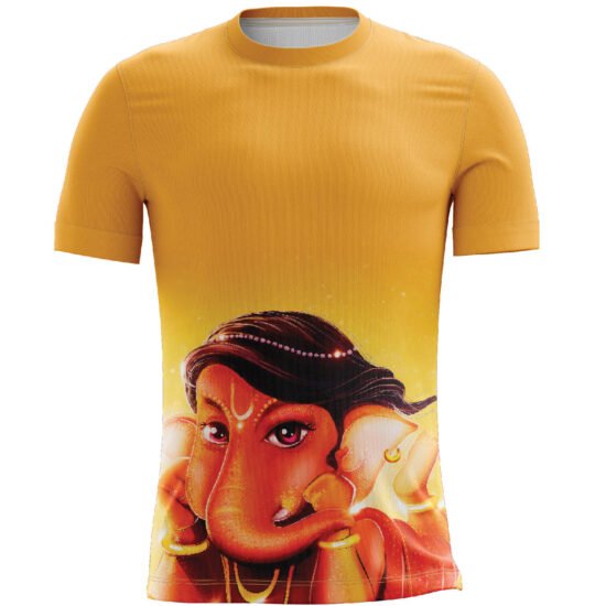 Ganesha Design Casual T-shirt Yellow