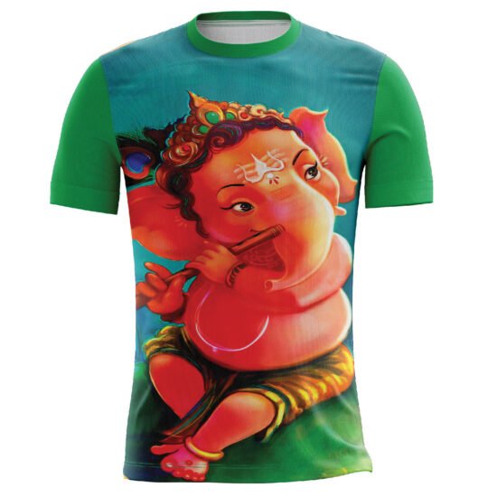 Ganesha Design Casual T-shirt Green