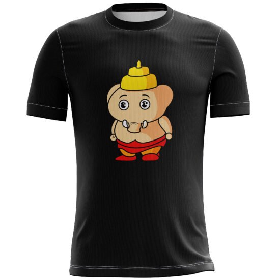 Ganesha's Black Printed Casual T-shirt