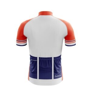 Cycling Jersey for Men – Customise Your Name and Number White, Orange & Navy Blue Color