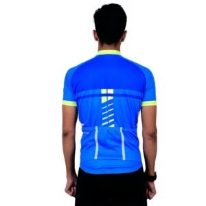 Customized Mens Road Ride Cycling Jersey Blue & Green Color