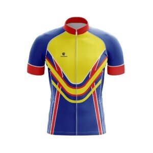 Men’s Cycling Jersey | Custom Printed Bicycle Clothing Blue, Yellow & Red Color
