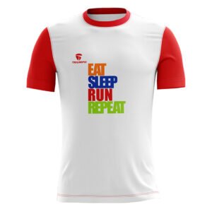 Men's Workout T-shirt / Jersey White & Red Color