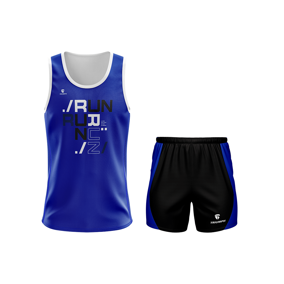 Running Sleeveless Tank Top Singlet & Shorts Blue & Black Color