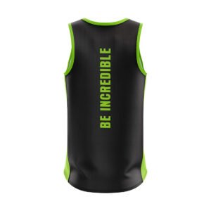 Men’s Running Sleeveless Tank Top Singlet Black & Green Color