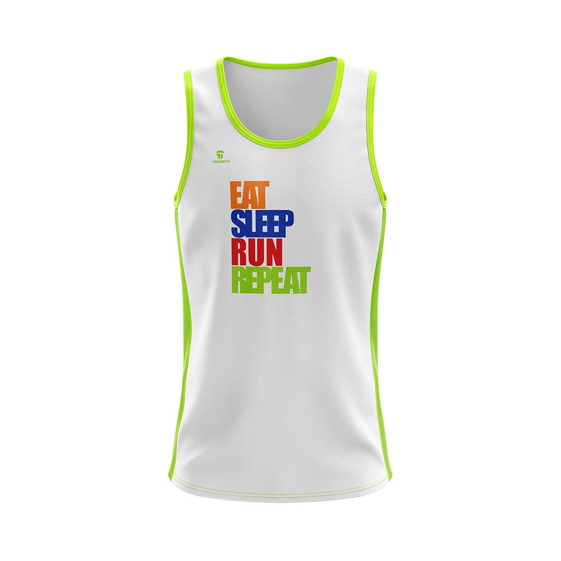 Men’s Walking Sleeveless Tank Top Singlet White & Green Color