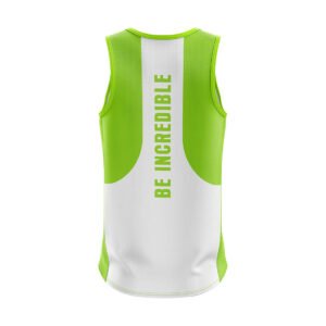 Men’s Walking Sleeveless Tank Top Singlet White & Green Color