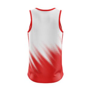 Men’s GYM Sleeveless Tank Top Singlet White & Red Color