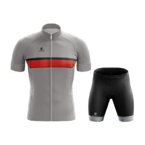 Technical Cycling Wear | Custom Bicycle Shorts and Jersey Grey & Red Color