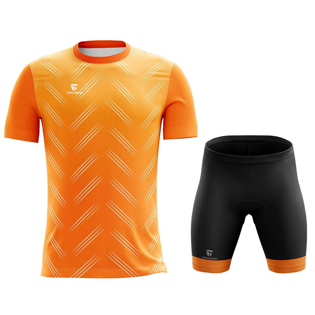 Padded Cycling Shorts with Half Sleeve T-shirts for Men Orange & Black Color.