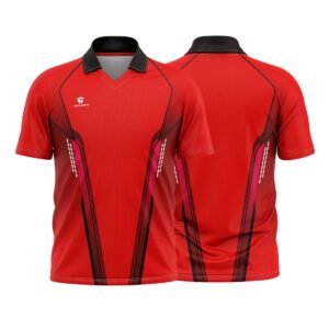 Mens Cricket Sports Jersey Customized Cricket T-shirt Red & Black Color