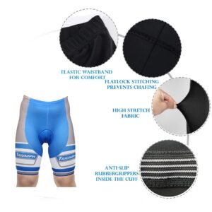 Men’s Cycling Bike Shorts 3D Padded Bicycle Riding Pants Tights, Anti-Slip Design, Breathable & Comfy Blue & Grey Color