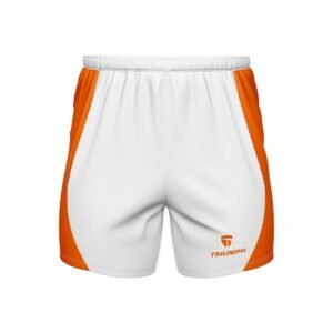 GYM Shorts for Men with Zipper Pockets White & Orange Color
