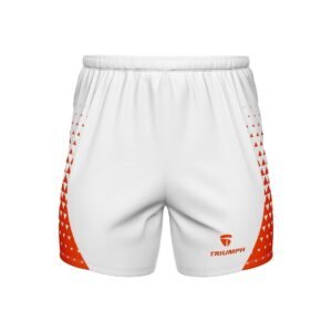 Mens Athletic Shorts | Gym Workout Activewear Shorts White & Orange Color