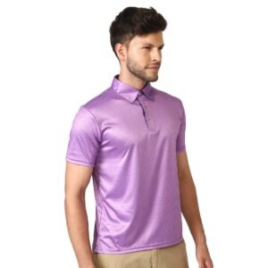 Polka Dots Polo Neck Tshirt for Men's | Printed Casual T-Shirts Purple