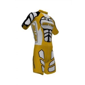 Kids Skating Suit Inline Skate Short Sleeve Racing Speed Suit - Gold White Color