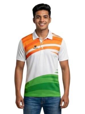 Independence Day / Republic Day India Flag Tricolor T-Shirt for Mens Half Sleeve Polo Tshirt