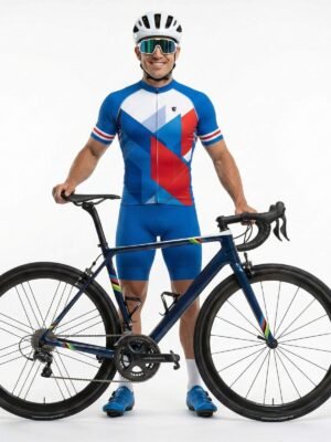 Mountain Bike Jersey | Unisex Custom Bicycle Jersey White, Blue & Red Color