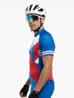 Mountain Bike Jersey | Unisex Custom Bicycle Jersey White, Blue & Red Color