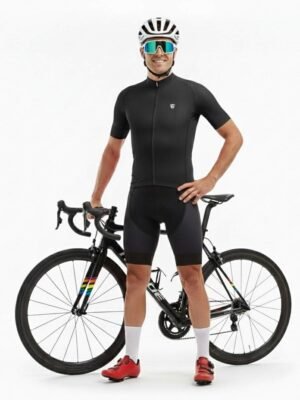 Men's Polyester Plain Cycling Jersey Black
