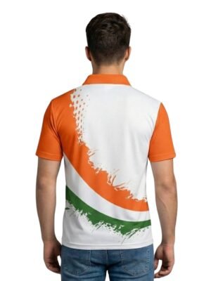 Polo Neck Happy Independence Day T-Shirt for Indian Lover Half Sleeve Republic Day Tshirt Jerseyq